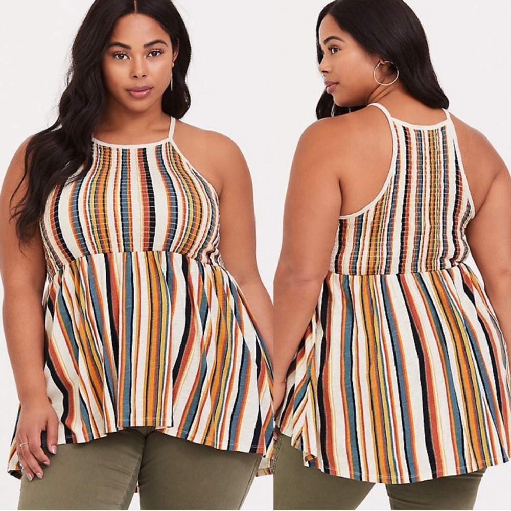 Torrid Super Soft Stripe Smocked Babydoll
